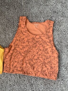 REI Take Your Time Bra/Crop Top in Medium Orange Botanical Print